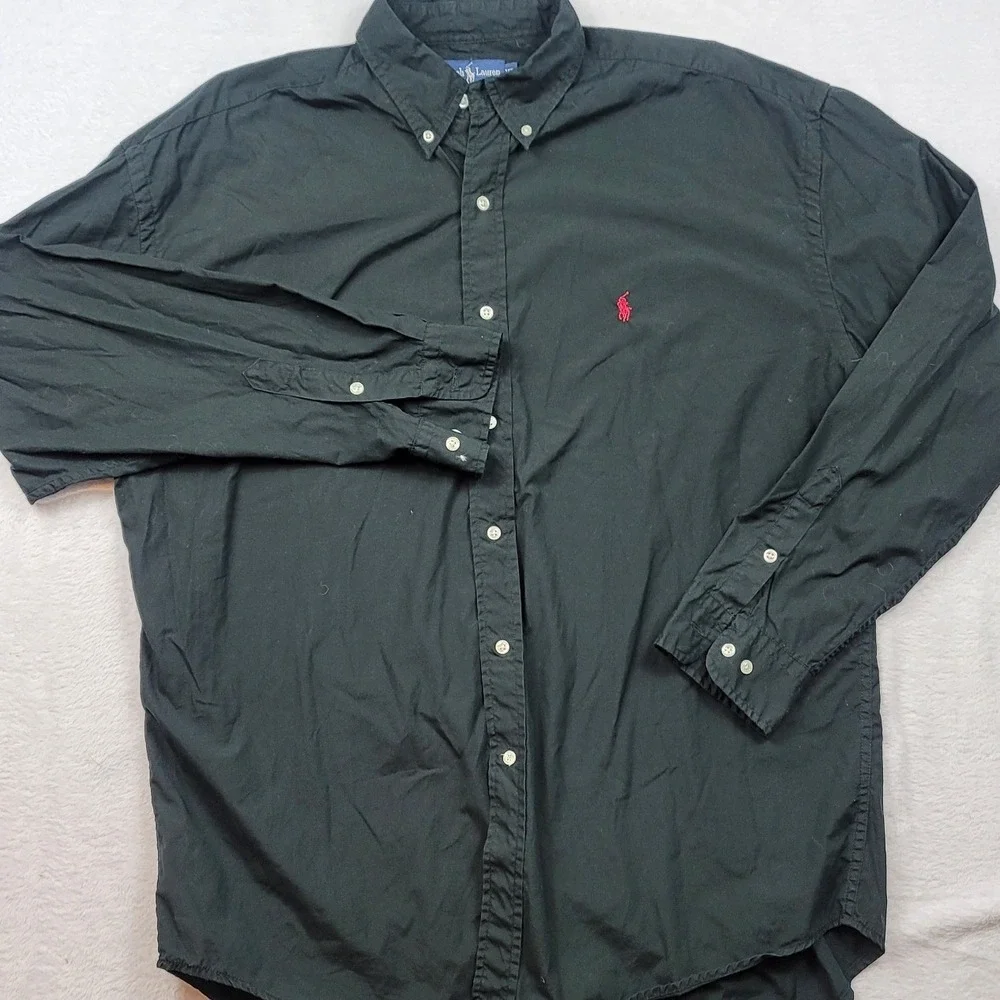 Polo Ralph Lauren Blake Shirt Mens XL Black Cotton Button Down Long Sleeve Pony